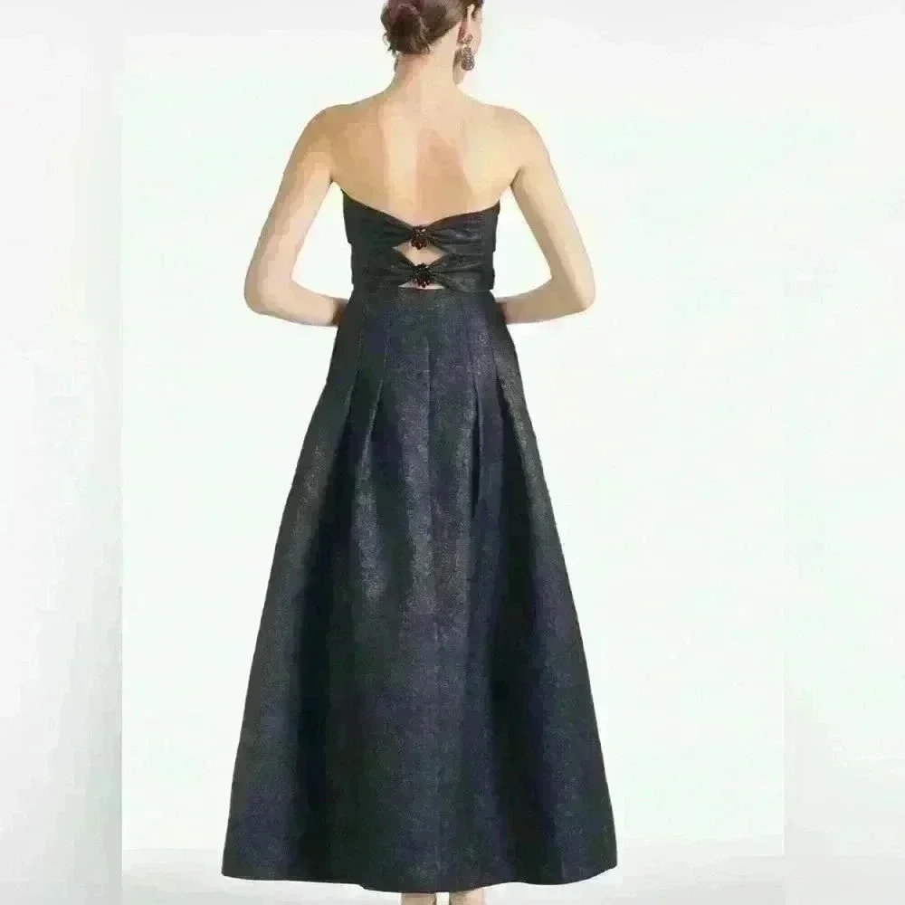 Sachin + Babi Margaux Black/Midnight Strapless Midi Gala Dress Size Xtra Large - Picture 5 of 6